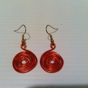 Women's Handmade Red Spiral Earrings